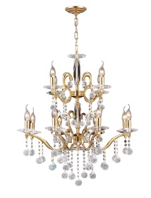Zinta French Gold Crystal Ceiling Lights Diyas Tiered Crystal Fittings
